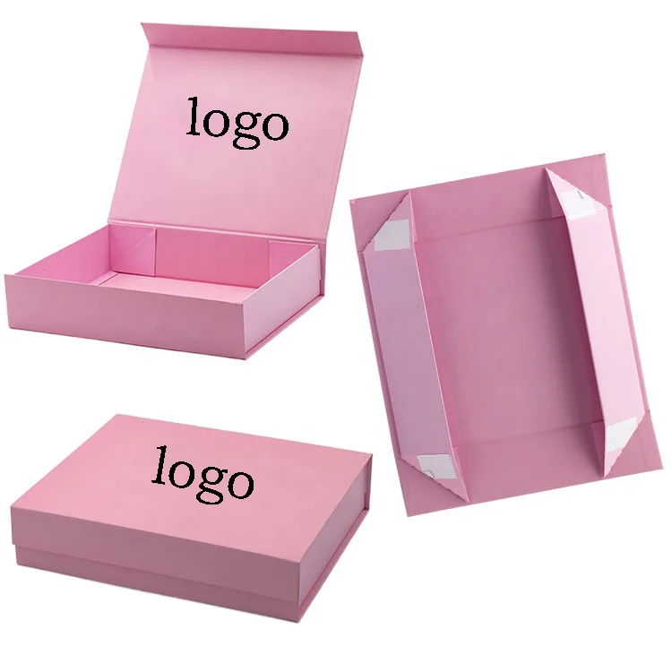 Custom logo luxury pink rigid Underwear magnetic folding paper packaging box