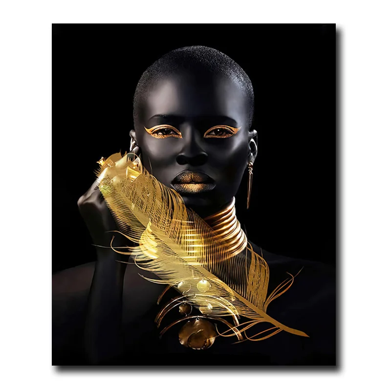 Wholesale price black lady printed canvas painting printing on wall paintings for home decoration