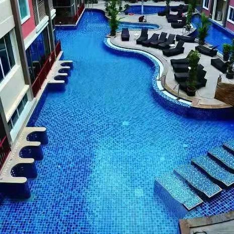 Wholesale Modern Hot Sale Blue Crystal Cracked Glass Mosaic Tiles Swimming Pool Mosaic