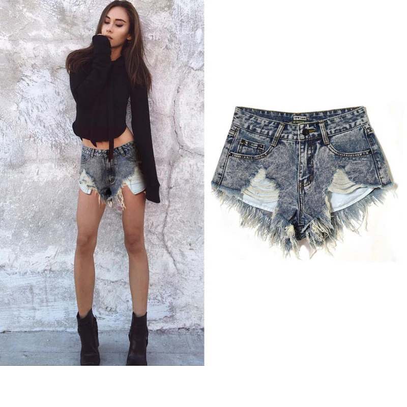 Wild Newest Fashion Jeans Shorts Women Patch Holes Women Demin Shorts