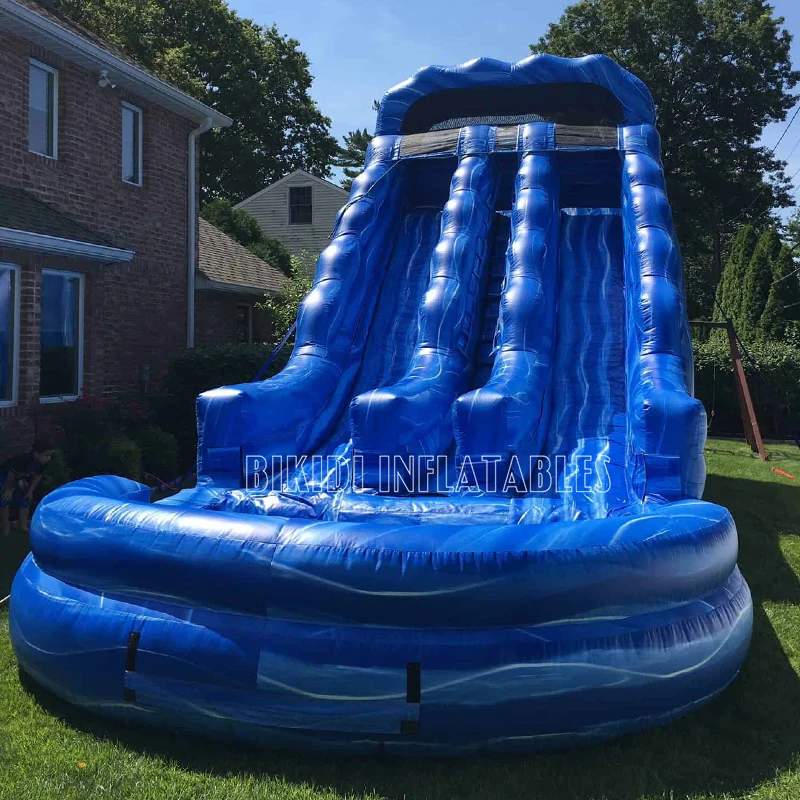 Blue Crush Dual Lane Playground Inflatable Water Slide With Pool For Adults And Kids
