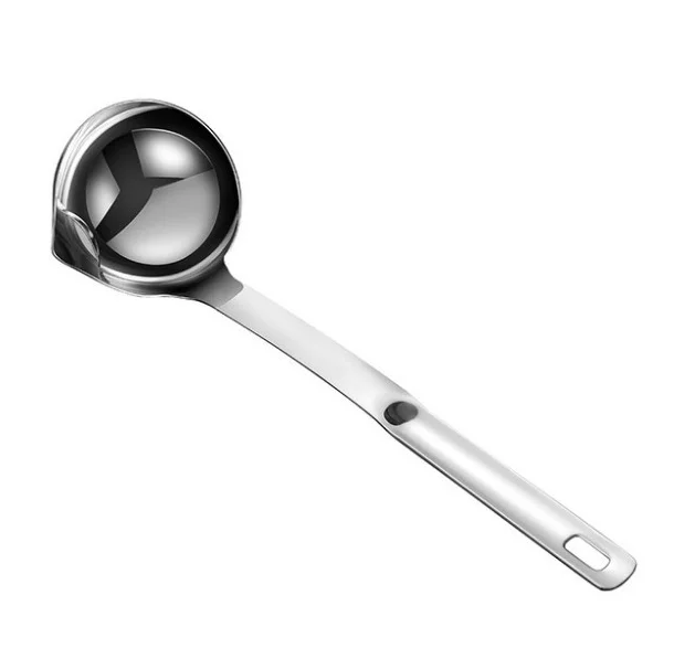 304 Stainless Steel Ladle Oil Filter Spoon Insulated Wooden Handle Spoon Cooking Oil Filter Scoop Multipurpose Round Colander