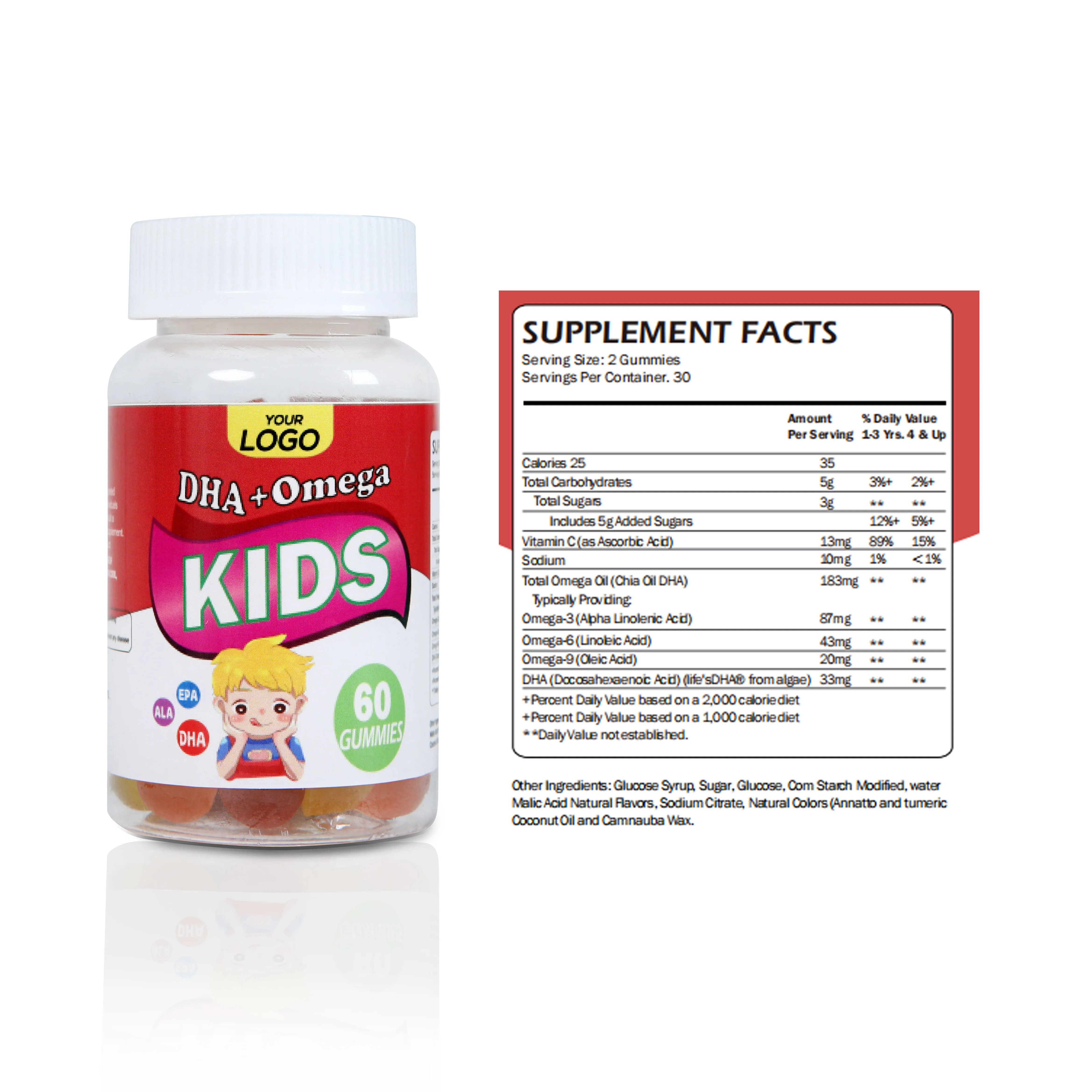 OEM Algae Oil DHA Multi Omega 3 6 9 Gummies Dha Omega vitamin Gummy For Kids eyes and brain