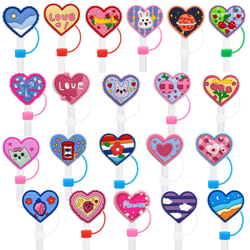 Reusable Heart Straw Accessories Cute Silicone Cover With Dust-Proof Feature Pvc Material For Bars And Drinking