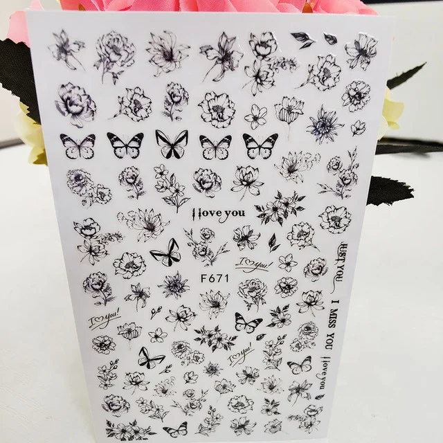 Nail Stickers Butterfly Flower Stickers For Nail Design Accessories Fashion Manicure Stickers