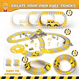 best gift 236 PCS Construction Toys Race Tracks for Boys Kids Toys Construction Car and Flexible Track Play set for children