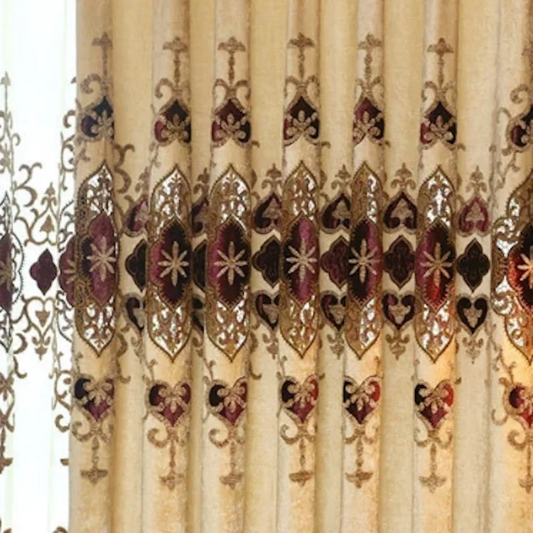 Outstanding Weave Blackout Technology Unique Hydrangea Polyester Translucent Tulle Bed Room Windows Hydrangea silk Blackout Cur