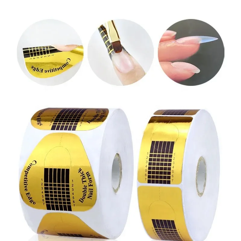 OEM/ODM Custom LOGO Holographic Paper Nail Art Extension Double Use Strong Soft Gel Dual Acrylic Nail Form