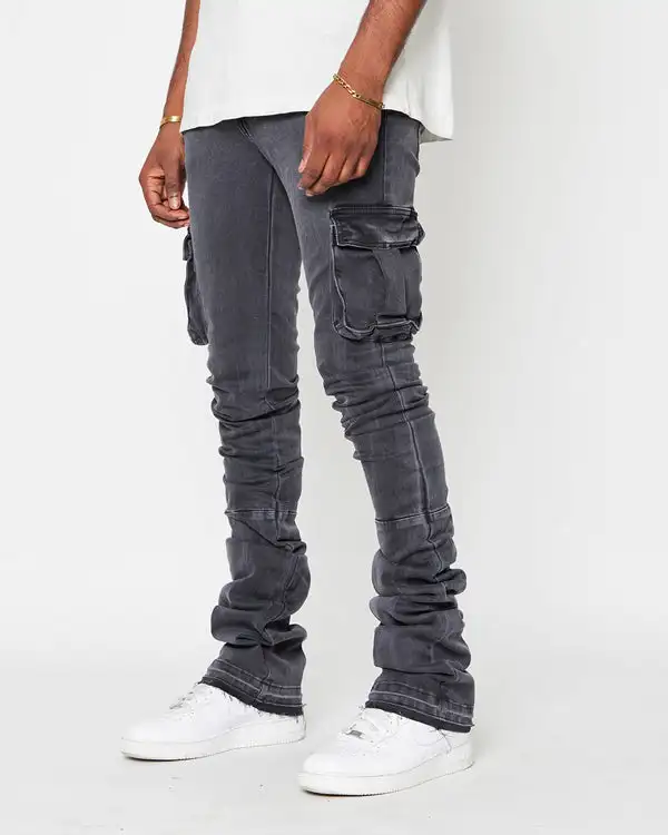 Hot Sell Wash Long Cheaper Daily Skinny baggy Long Straight High Quality stacked Men Jeans Pants In Stock