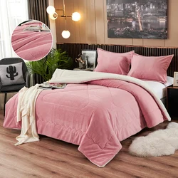 Super Soft And Warm Portable Travel Knitted Sherpa Flannel Fleece Blanket Set For Bed blanket king size bed