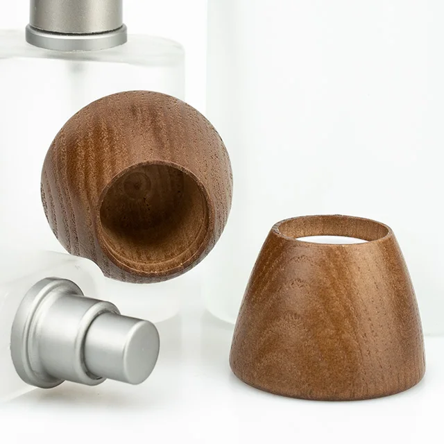 Ash Wood Brown Ball Shape Perfume Bottle Cover Wood Design Lids Bottle Caps & Closures