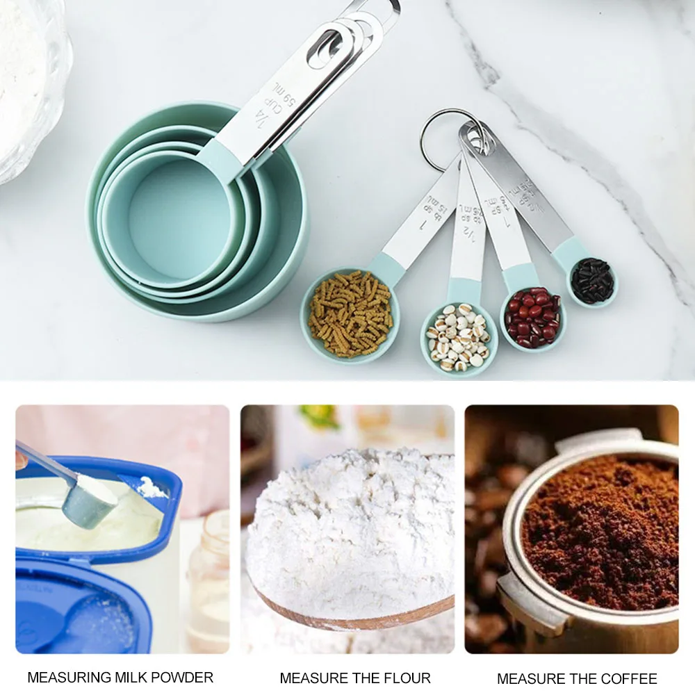 
Wholesale kitchen tool plastic cup and spoonc coffee measuring spoon bakes stainless steel 8pcs measuring cups and spoons 