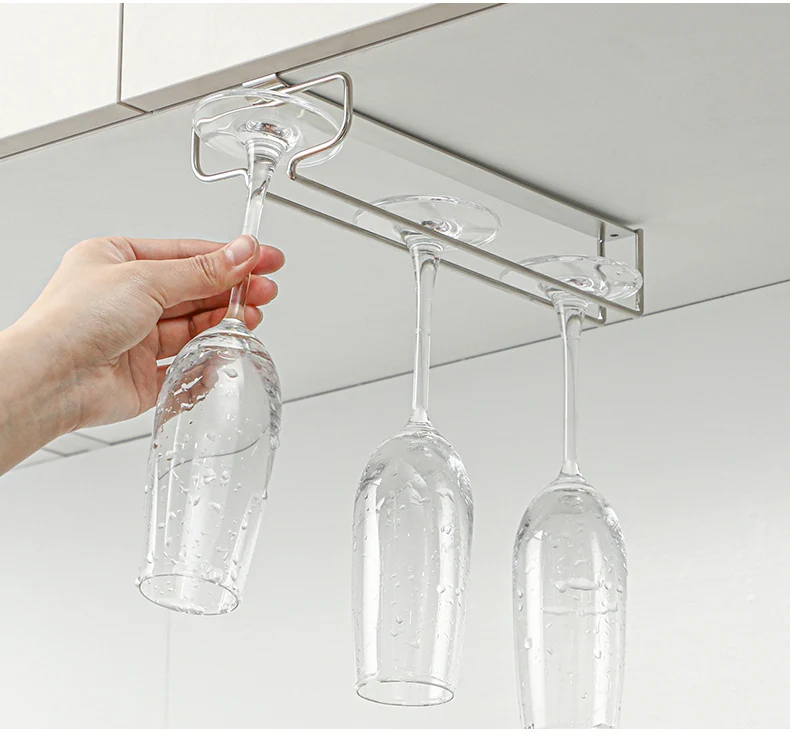 SHIMOYAMA 304 Stainless Steel Metal Wine Glass Cup Kitchen Bar Holder Hanger Under Cabinet Stemware Rack
