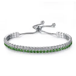 Wholesale fashion Popular Double layers bracelet with micro inlaid Green stone