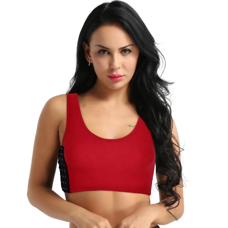 
Womens Breathable Super Flat Les Lesbian Tomboy Compression Chest Binders 3 Rows Clasp Tank Top Vest 