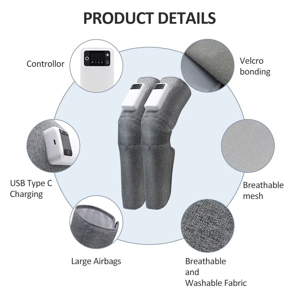 Thigh Cordless Portable Heating Relief Thermal Electric Leg Knee Pain Massager Machine Heat And Vibration Devices With Heat