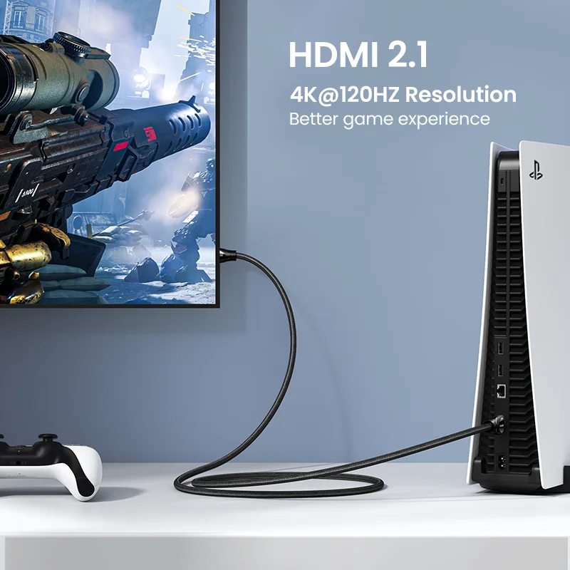 8K HDMI to HDMI 2.1 Cable Certified 8K@60Hz 48Gbps Ultra High-Speed HDR Braided Cord for PC LAPTOP Monitors Projectors TVs