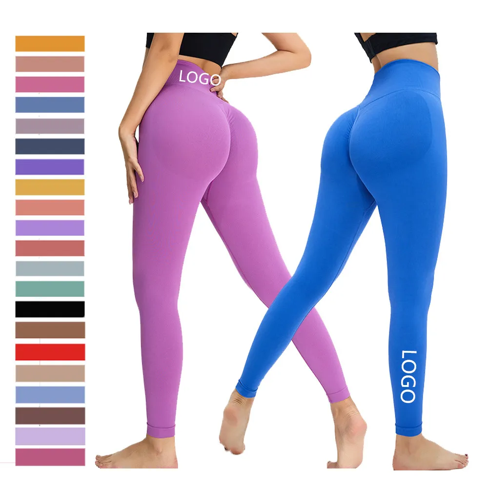 Women High Waist Tummy Control Stretch Sport Athletic Tights Yoga Pants Butt Scrunch Seamless Gym Workout Leggings