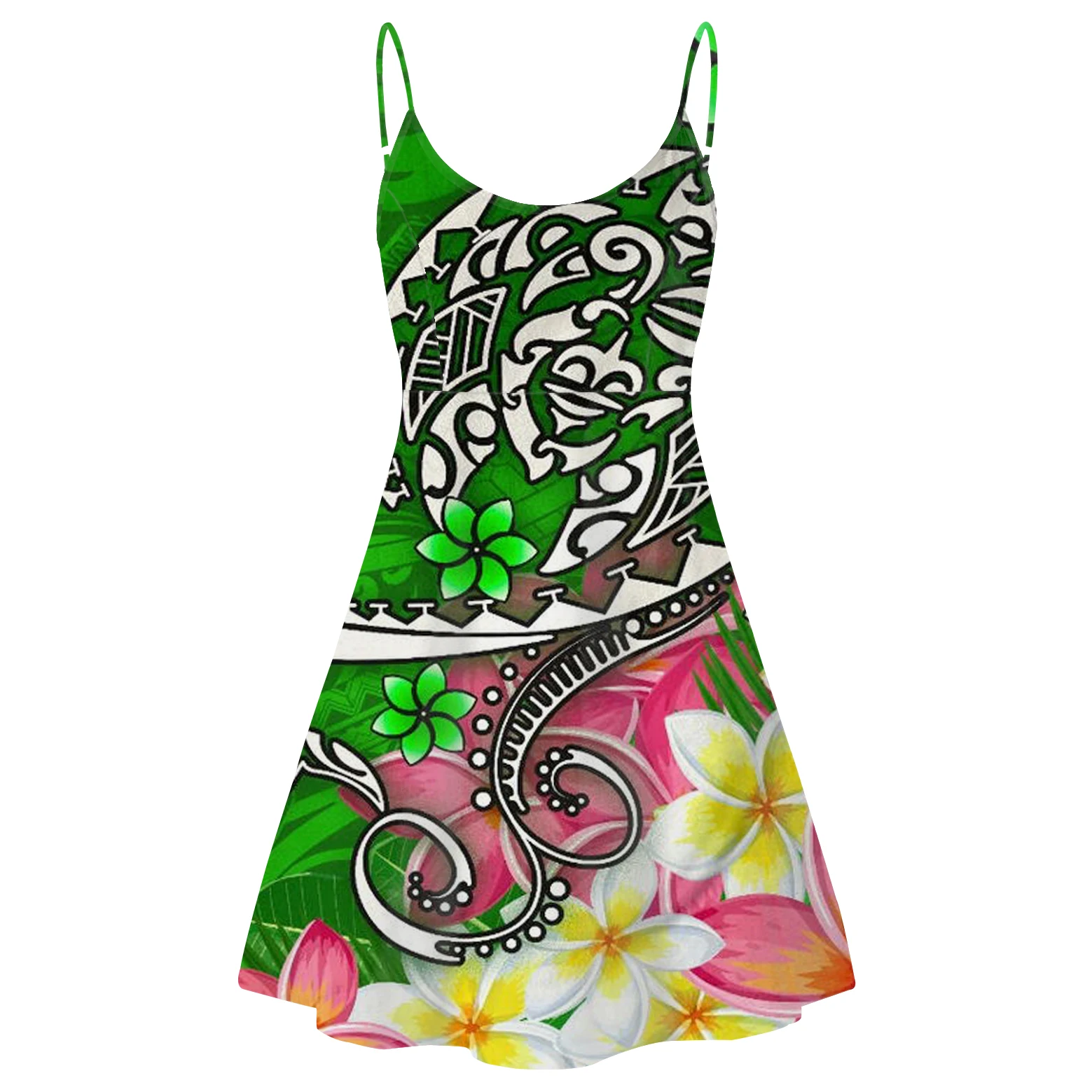 Новинка 2021, элегантные женские платья с Полинезийским племенным принтом, повседневное женское летнее пляжное платье-комбинация с завышенной талией, мини-платье