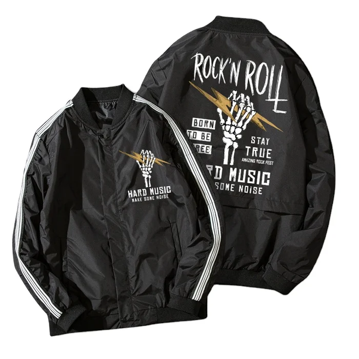 China factory price waterproof hard music jacket sport nylon polyester black and white running men Wind Breaker Jackets