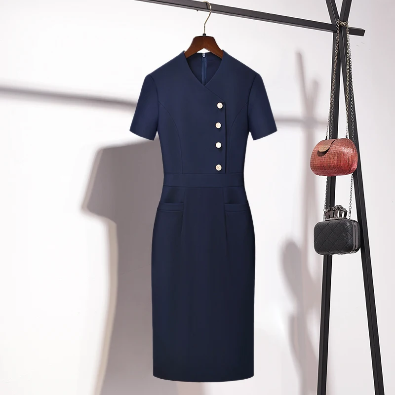 New professional dress short sleeve beauty salon uniform elegant air hostess uniform