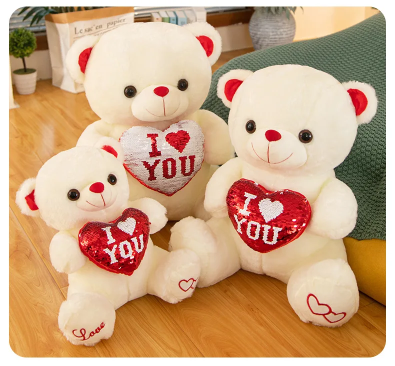 LED Glowing Peluche Stuffed Plush Teddy Love Bear doll Valentine Gifts red heart Teddy Bear Toys for Girls Women