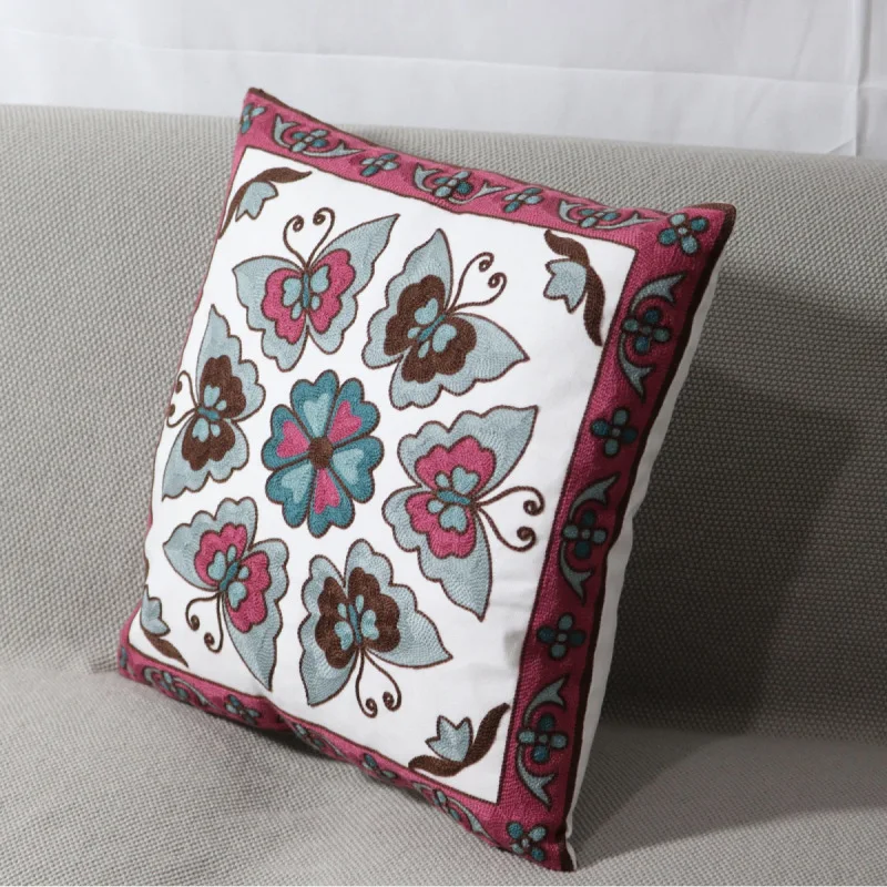 Wholesale Vintage Style Luxury Tapestry Embroidered Cushion Cover Sofa Throw Pillow Case Indian Suzani throw Hippie Bohemian