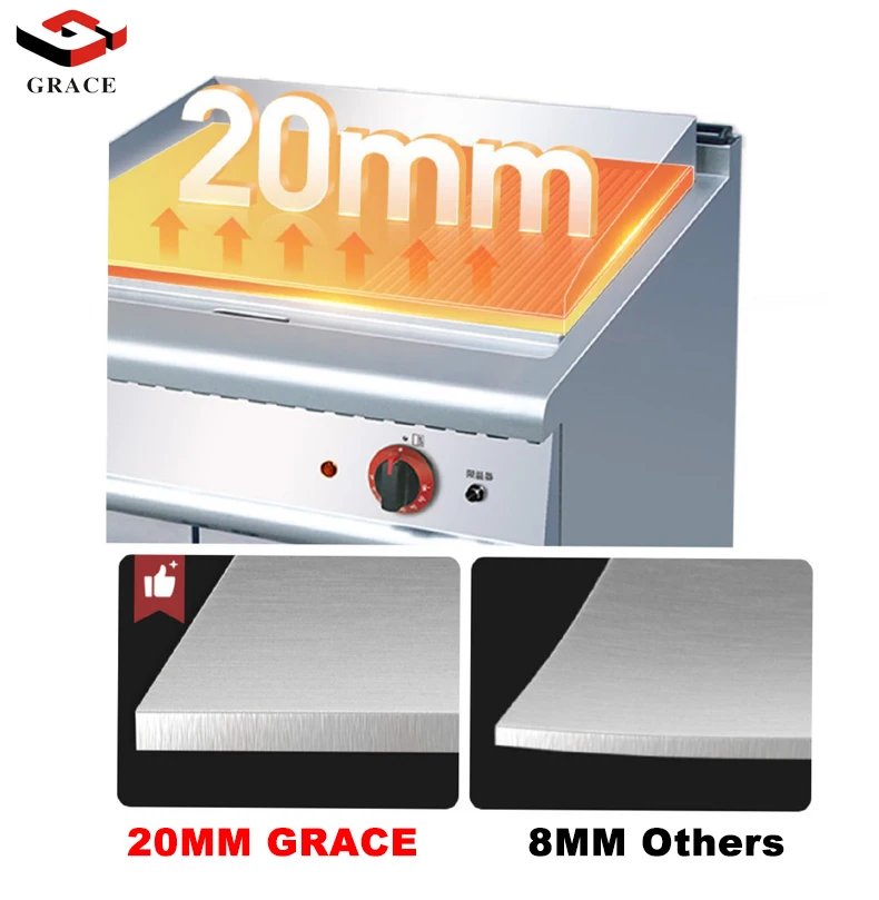 Commercial Kitchen Equipment 2 Burner Freestanding Gas Griddle Full Flat Top Grill with Cabinet