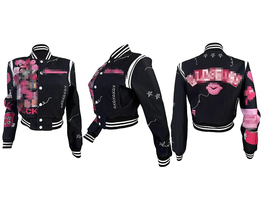 Spring Casual Chic Coat Jacket Women 2023 New Fleece Print Streetwear Bomber Jacket Coat Vintage Letterman Baseball Jacket