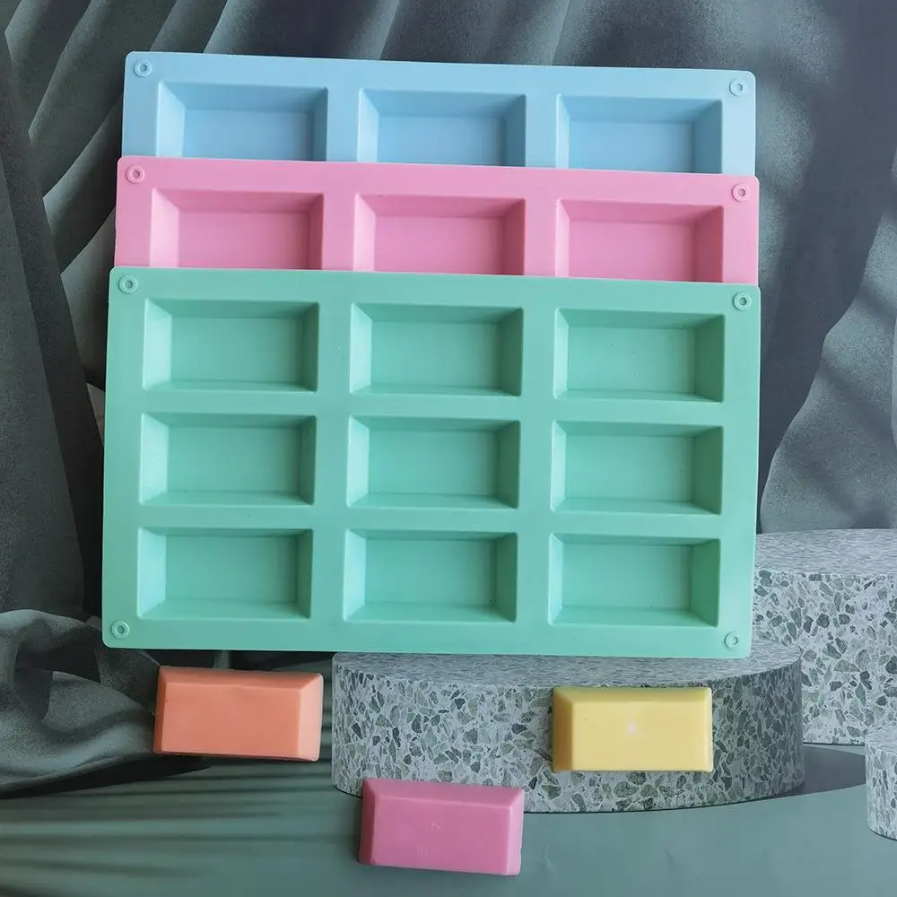 9 Cavities DIY Handmade Soap Silicone Molds Square Soap Candle Making Craft Mould Nonstick Cake Pudding Pan