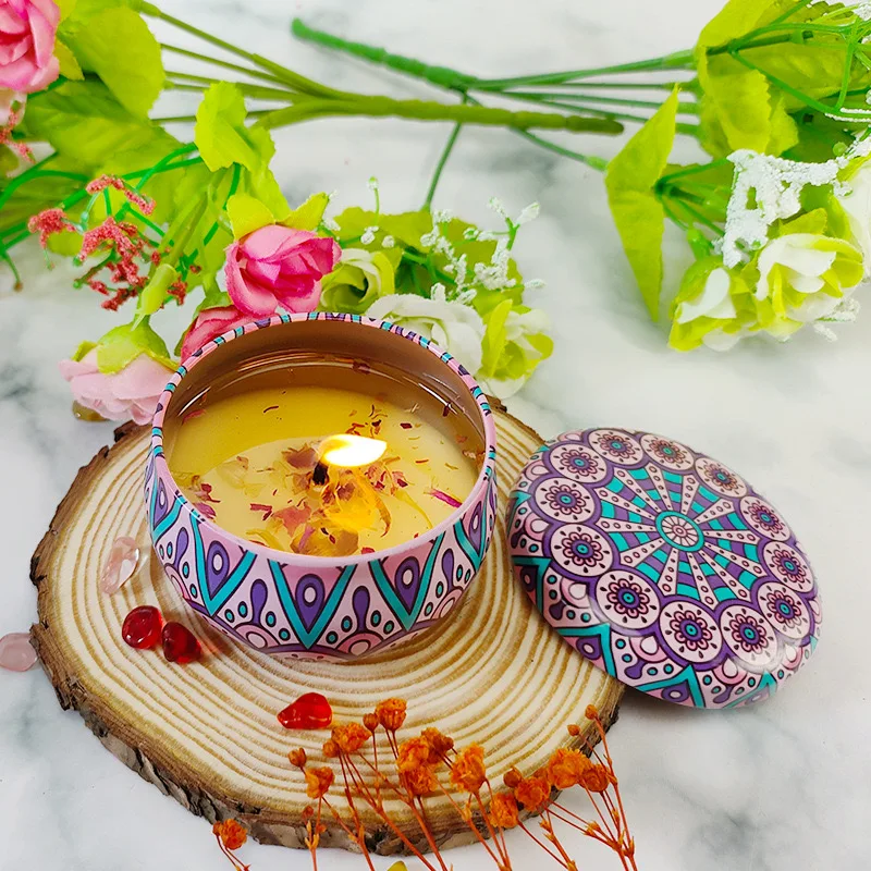 Luxury Handmade Soy Wax Candles Home Decoration Items New Nordic Holiday Tin Dry Flower Scented Candles