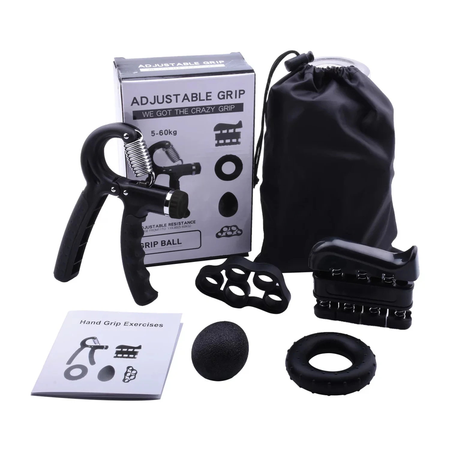 Hand Gripper Set Strength Trainer Finger Strengthen Trainer Workout Kit 5 Packs Adjustable Resistance Hand Grip Strengthener