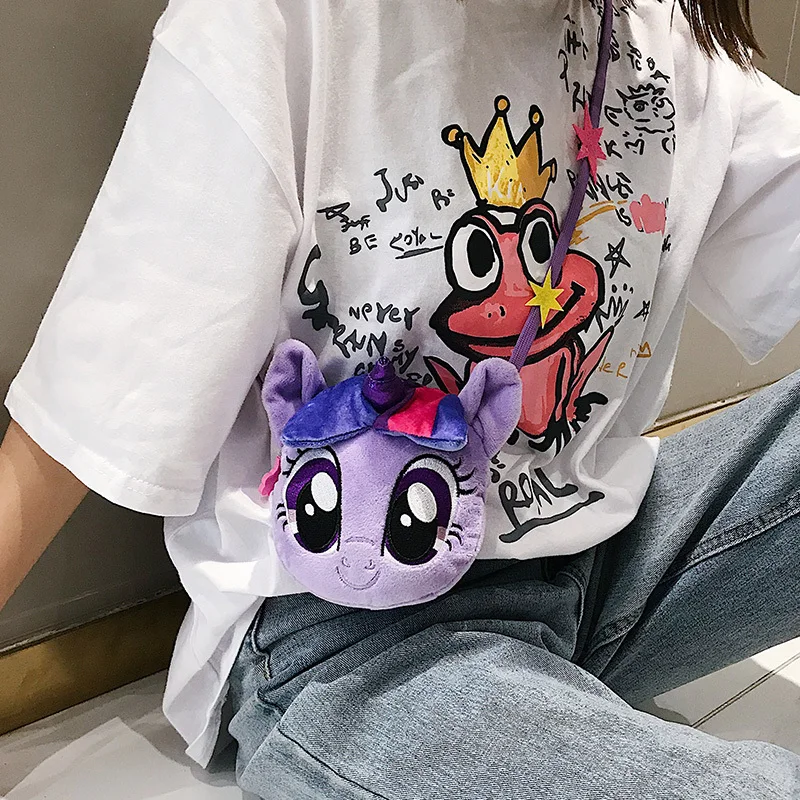 
Women Girls Winter Cartoon Toy Design hippopotamus Plush Faux Fur Messenger Strap Shoulder Bags plush Messenger Bag 