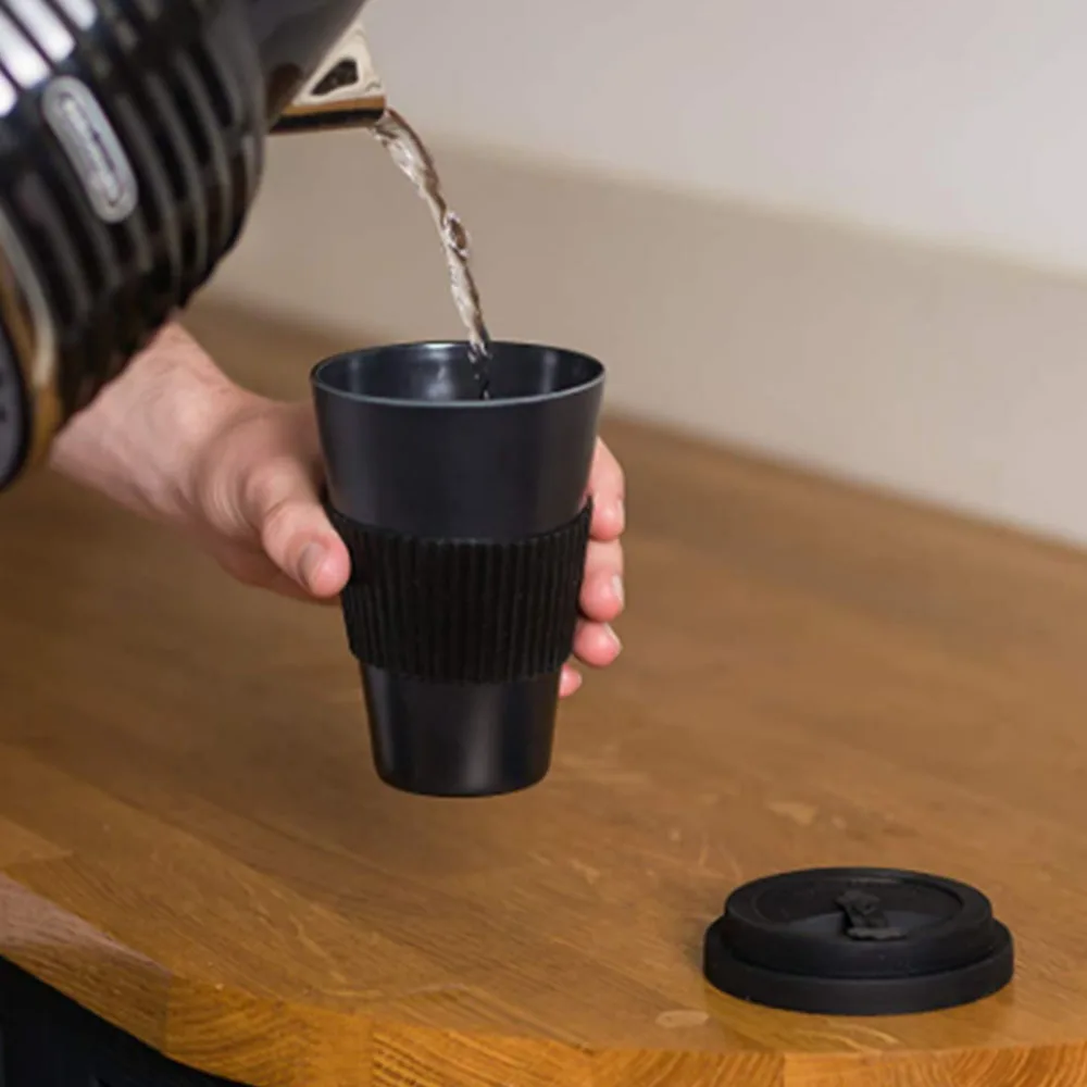 rpet plastic eco travel mug all black recycled hard plastic coffee cups