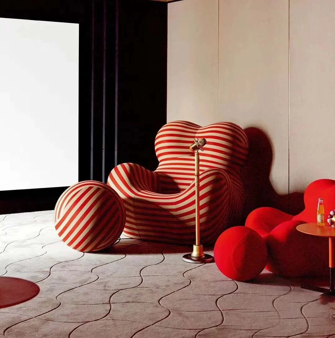 Modern Living Room Sofa Chairs With Footrest Striped Design Single Sofa Hot Sale Home Decoration Furniture Fabric Recliner Chair
