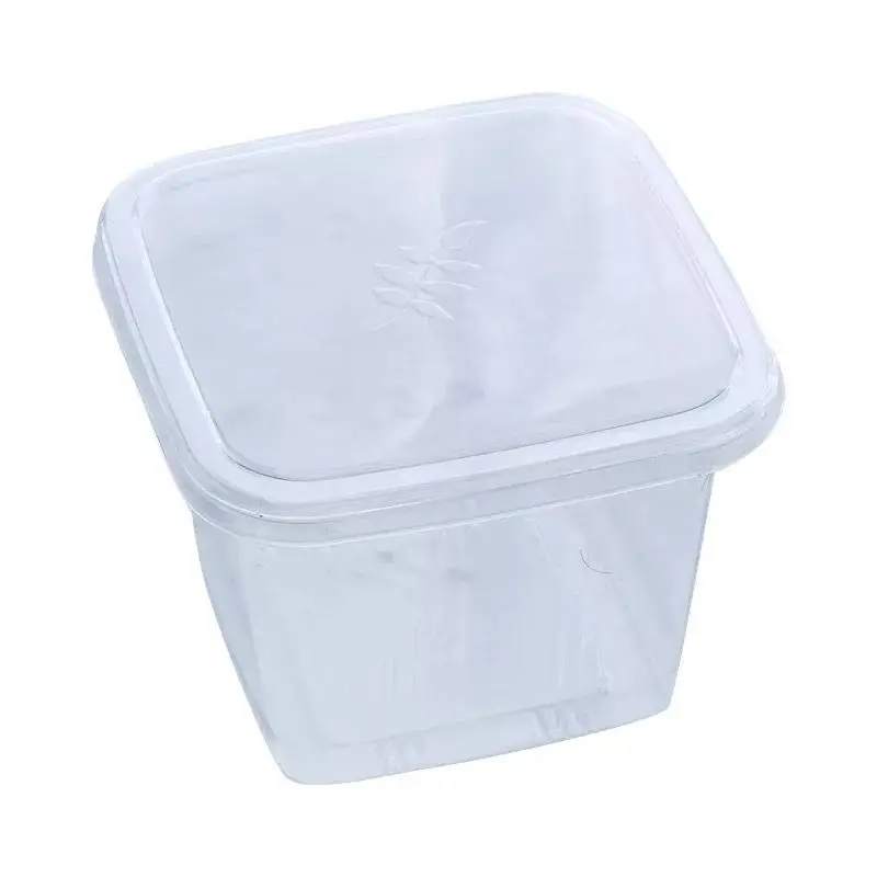 Wholesale Transparent 400ml PET Square Plastic Cup Bakery Cake Box Dessert Cups Fruit Pudding Ice Cream mousses box