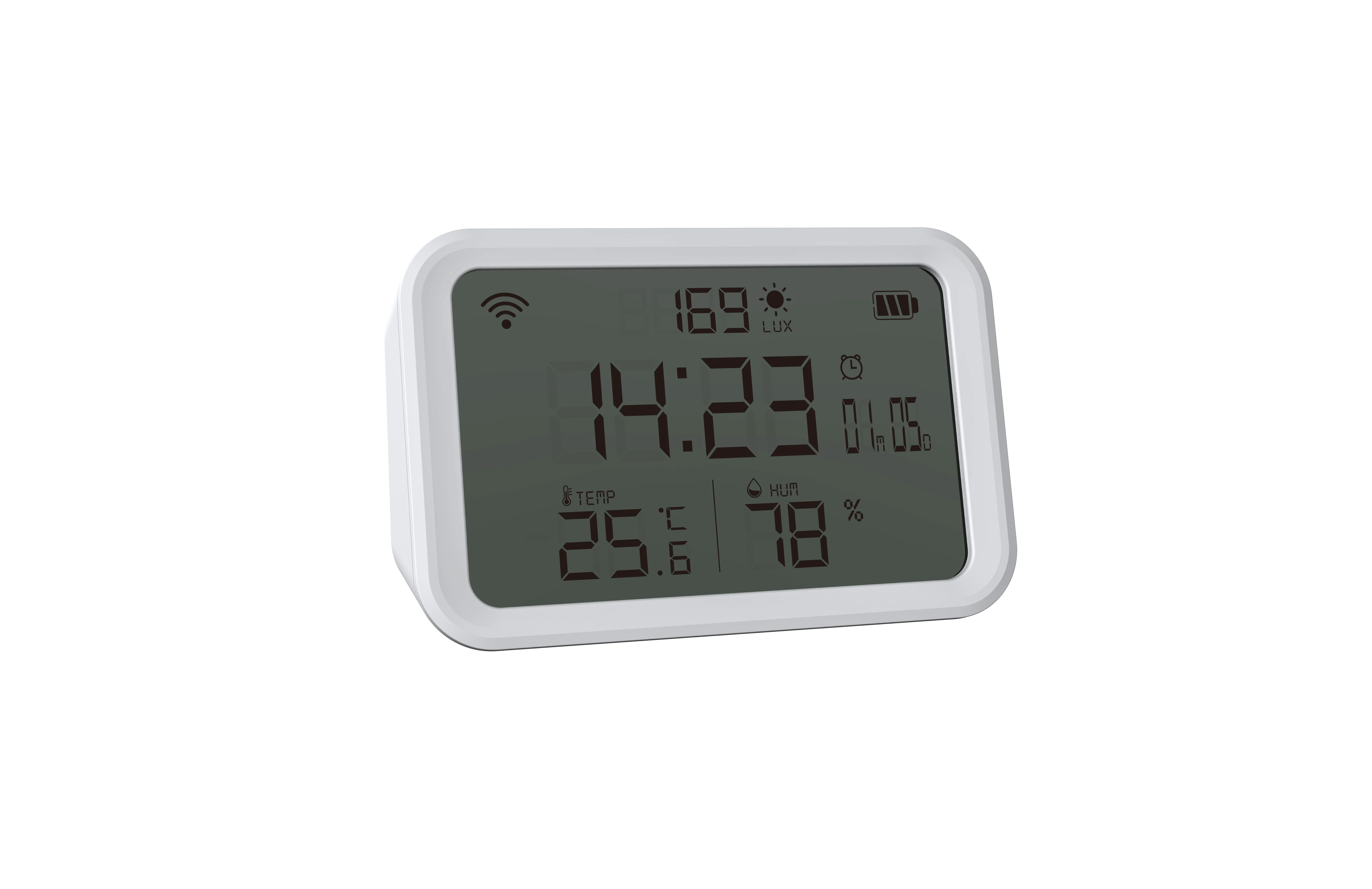 tuya wifi temperature, light and humidity sensor built-in digital wake up speaker smart table clocks