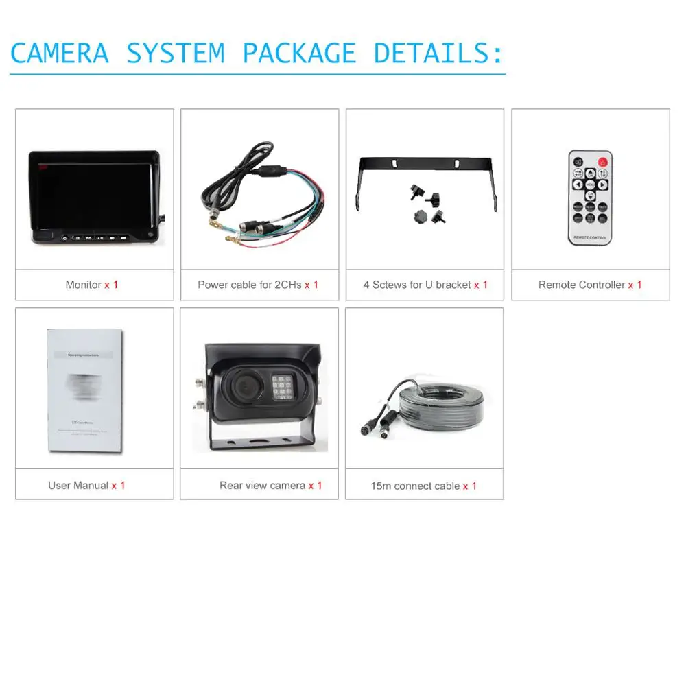 Oil Tanker Truck Camera System Kit  24 Volt Reverse Camera System Waterproof  IP69K Camera