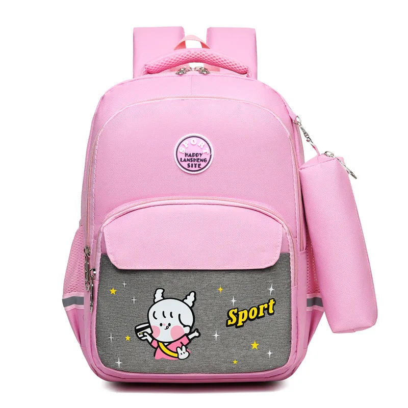 Wholesale kids korean students school book backpack 1 to 6 grades plain primary school bag with pencil case