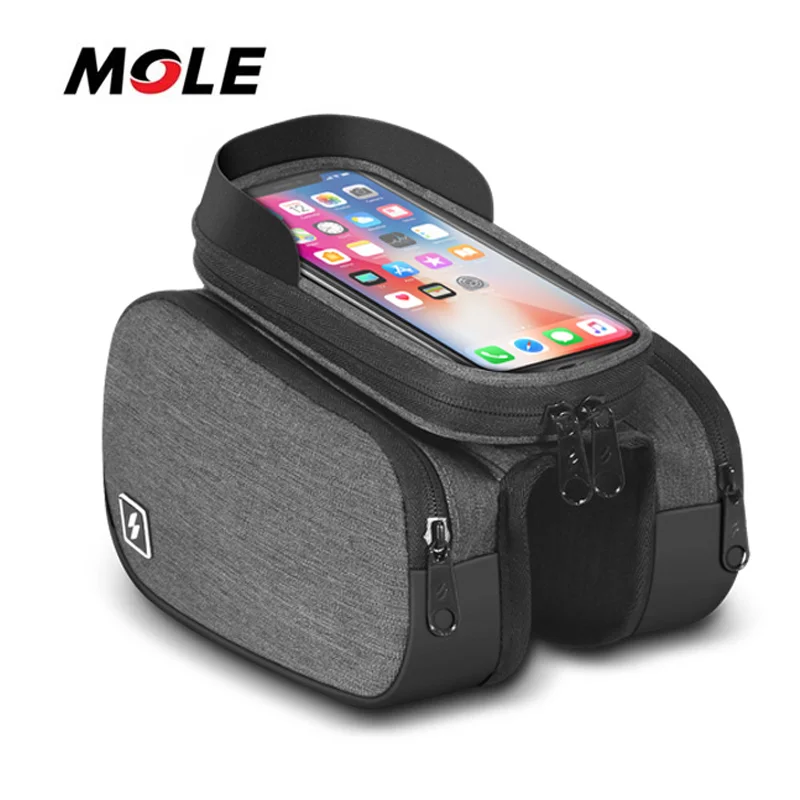 Bike Phone Front Frame Bag, Waterproof Bicycle Top Tube Cycling Phone Mount Pack Phone Case for 6 inch iPhone Plus xs max