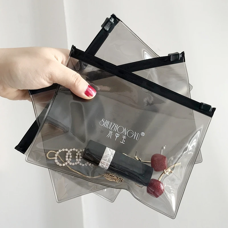Custom logo PVC packaging zipper bags transparent clear PVC cosmetic pouch bag for make up Jewellery zip lock bag