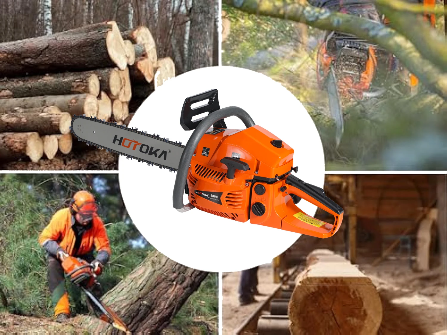 HOTOKA 5800 gasoline chainsaw wood cutting machine price petrol motosierra 58cc professional chain saw for sale