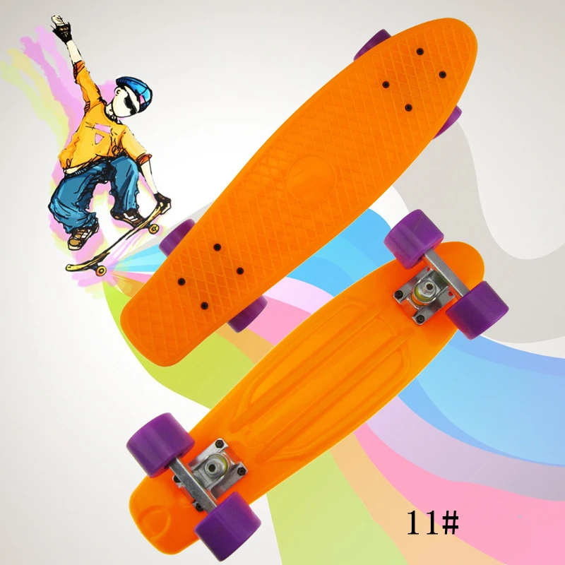 
Mini 22 inch PP plastic fish shape skateboards for children PU wheels complete blank deck skateboard 