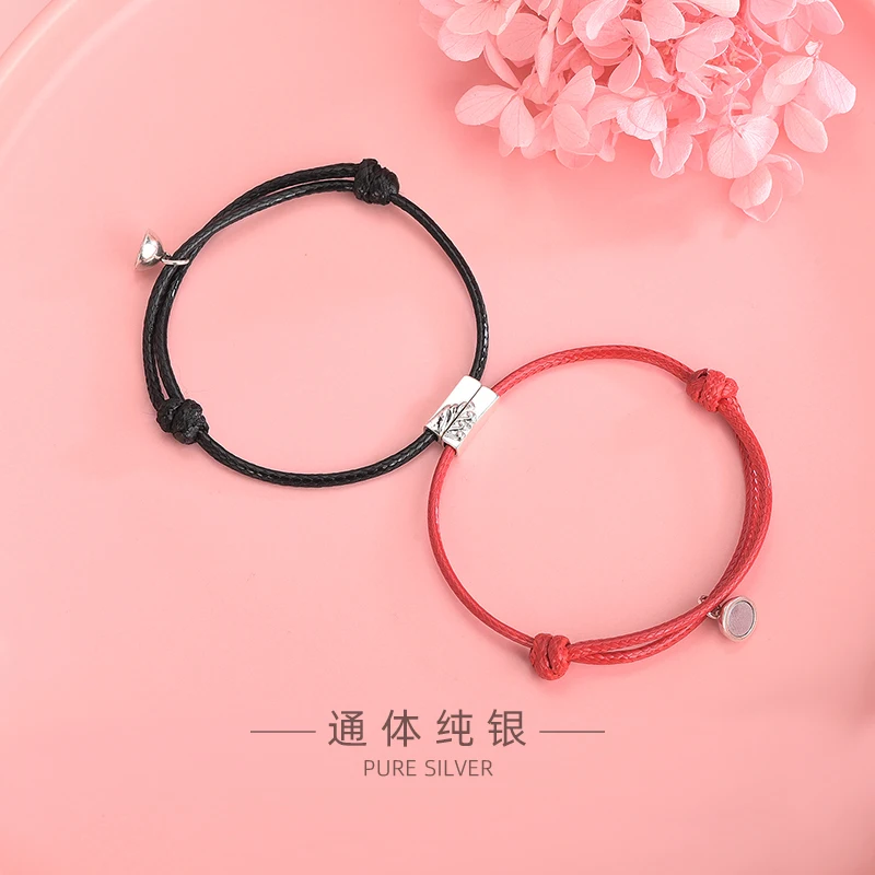 Long Distance Couples Bond Touch Bracelets 925 Sterling Silver Magnetic Bracelet Couple