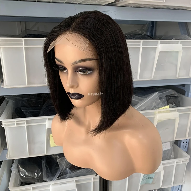 Glueless 10 Inch Bob Wig Human Hair Lace Front Transparent Lace 4x4 Bob Wig Straight Human Hair Short Bob Wigs For Black Woman