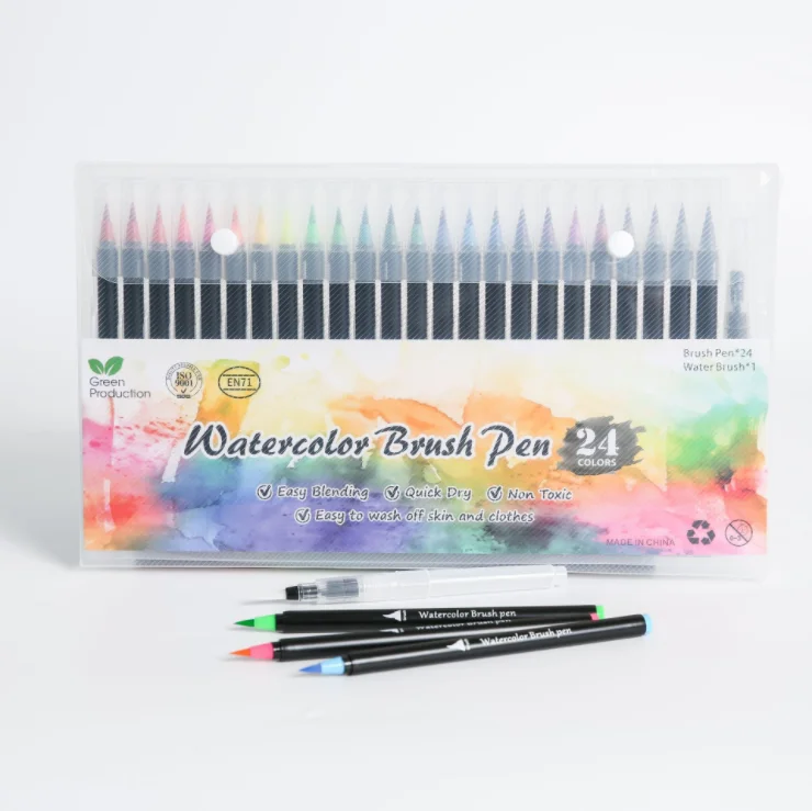 
hot selling 24 paint watercolor brush markers pens set 