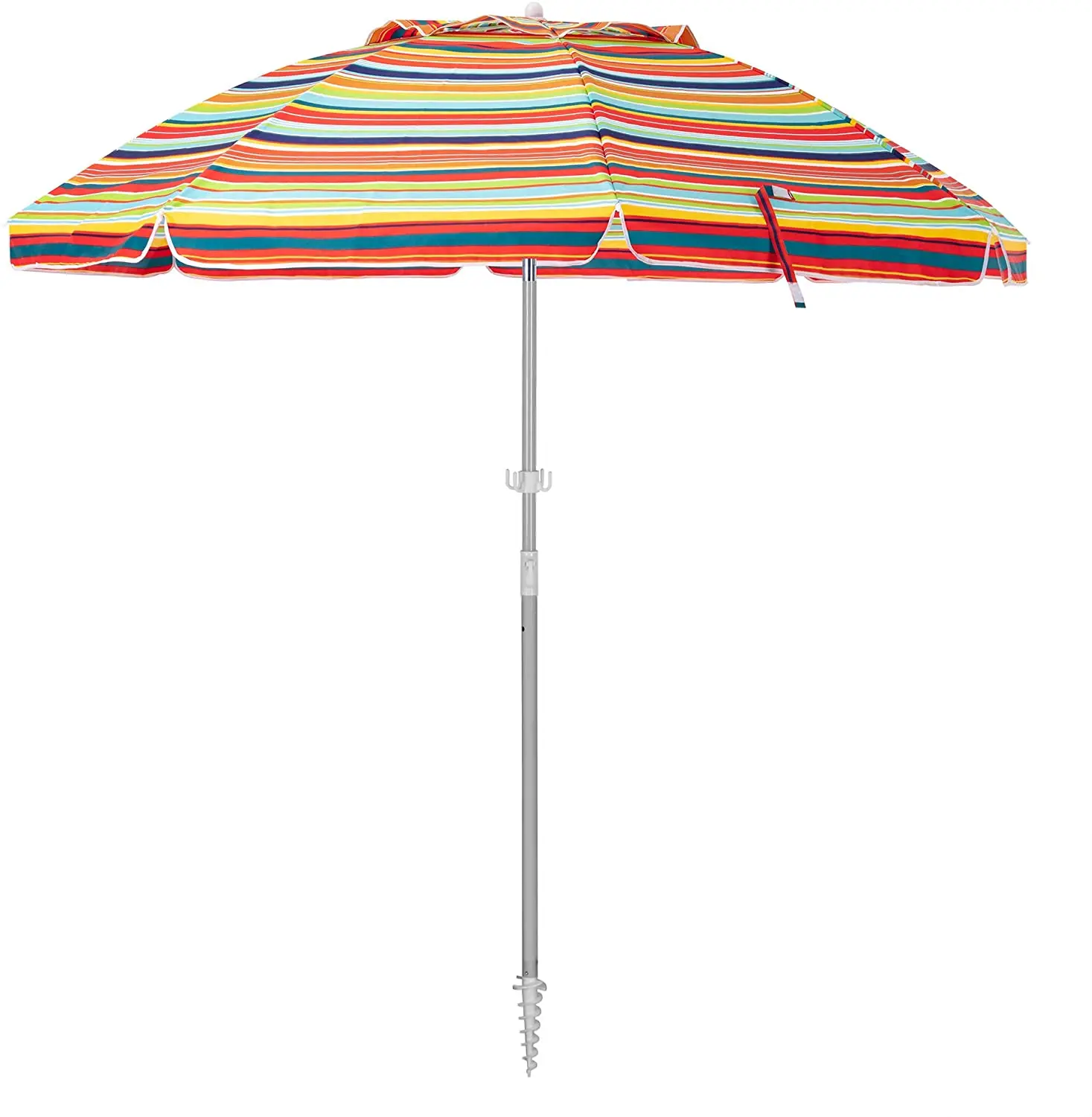 
Guilty Gadgets 1.8m Red Striped Garden Beach Patio Tilt Umbrella Parasol Sun Shade UPF UV Protection Tilting Striped Outdoo 