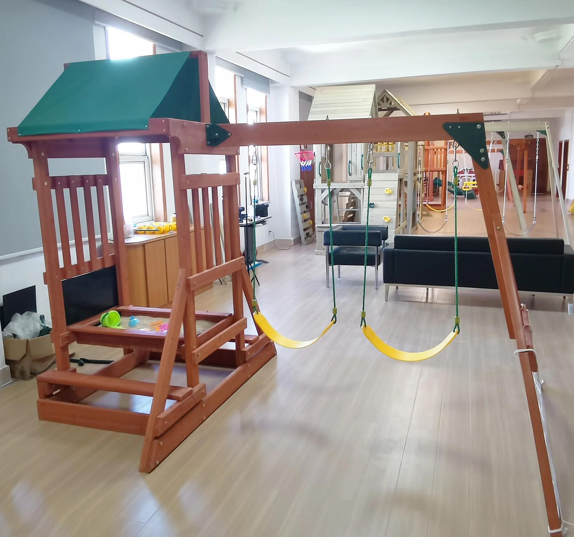 Small Outdoor Wooden Playground Equipment Backyard Kids Amusement Park backyard Play Set Swing Set items In Wood For Sale