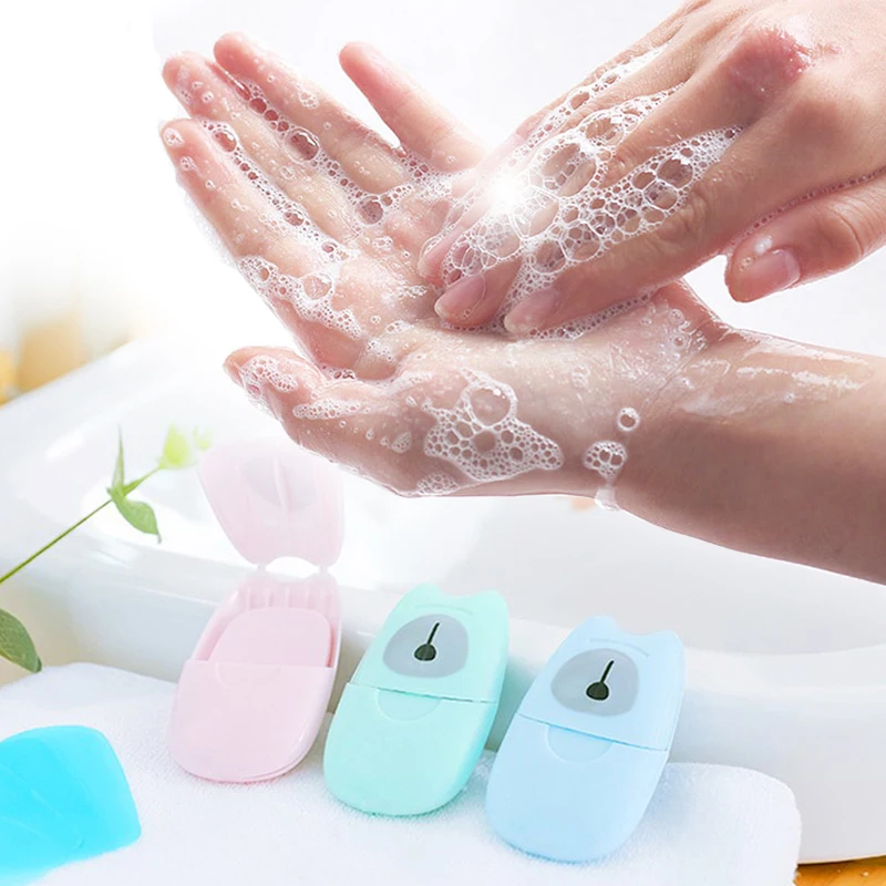 Portable Hand Washing Box Mini Soap Paper Scented Slice Sheets Tslm1 50pcs Travel Convenient Disposable Boxed Soap Paper