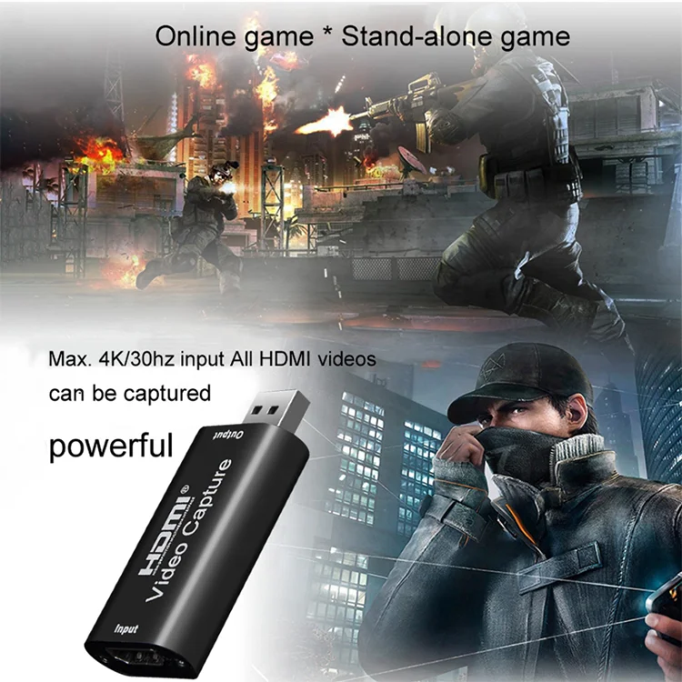 4K HD to USB 2.0 Video Audio Grabber High Speed Data USB 2.0 Acquisition Card USB Video Capture Card 30fps 1080p HD Recording